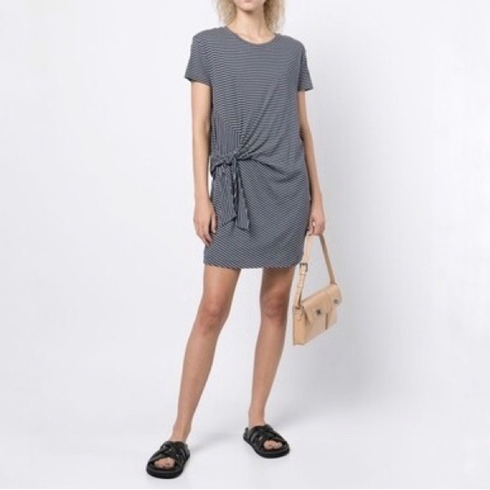 Vince |‎ Striped Tie Waist Cotton T Shirt Dress Size M